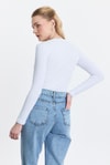 Kadın Body-Beyaz Uzun Kol Bisiklet Yaka Basic Body 950-rulem