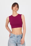 Kadın Body-Bordo Bisiklet Yaka Crop Atlet 9189M-rulem