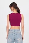 Kadın Body-Bordo Bisiklet Yaka Crop Atlet 9189M-rulem