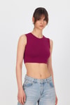 Kadın Body-Bordo Bisiklet Yaka Crop Atlet 9189M-rulem