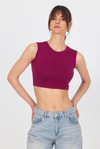 Kadın Body-Bordo Bisiklet Yaka Crop Atlet 9189M-rulem