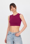Kadın Body-Bordo Bisiklet Yaka Crop Atlet 9189M-rulem