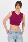 Kadın Body-Bordo Bisiklet Yaka Crop Atlet 9189M-rulem