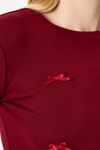 Kadın Body-Bordo Bisiklet Yaka Kurdele Aplike Detaylı Kadın Crop Body 8264A-rulem