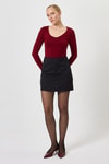 Kadın Body-Bordo Fitilli V Yaka Uzun Kollu Kadın Body 8266A-rulem