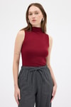 Kadın Body-Bordo Kadın Kolsuz Yüksek Yaka Body 8155A-rulem