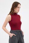 Kadın Body-Bordo Kadın Kolsuz Yüksek Yaka Body 8155A-rulem