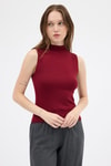 Kadın Body-Bordo Kadın Kolsuz Yüksek Yaka Body 8155A-rulem