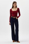 Kadın Body-Bordo Kare Yaka Uzun Kollu Fitilli Kadın Body 8267A-rulem