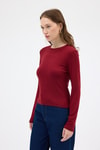 Kadın Body-Bordo Premium/Viskoz Yumuşak Kumaşlı Parmak Geçmeli Crop Bluz 8162A-rulem
