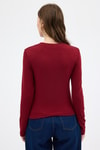 Kadın Body-Bordo Premium/Viskoz Yumuşak Kumaşlı Parmak Geçmeli Crop Bluz 8162A-rulem