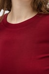 Kadın Body-Bordo Premium/Viskoz Yumuşak Kumaşlı Parmak Geçmeli Crop Bluz 8162A-rulem