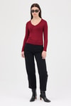 Kadın Body-Bordo V Yaka Uzun Kol Body 1452-rulem