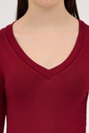 Kadın Body-Bordo V Yaka Uzun Kol Body 1452-rulem