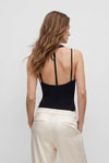 Kadın Body-Boyundan Bağlamalı Dantel Detay Çıtçıtlı Bodysuit 0348 Siyah -rulem