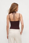 Kadın Body-Boyundan Bağlamalı Dantel Detay Çıtçıtlı Bodysuit 0348 Kahve -rulem