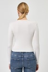 Kadın Body-Ekru Bisiklet Yaka Kurdele Aplike Detaylı Kadın Crop Body 8264A-rulem