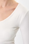 Kadın Body-Ekru Fitilli V Yaka Uzun Kollu Kadın Body 8266A-rulem