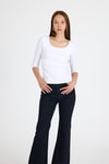 Kadın Body-Ekru Kare Yaka Örme Body 9193M-rulem