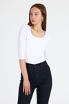 Kadın Body-Ekru Kare Yaka Örme Body 9193M-rulem