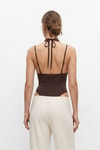 Kadın Body-İnce Askılı Dantel Detaylı Çıtçıtlı Bodysuit 3235 Kahve -rulem