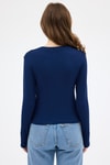 Kadın Body-Laci Premium/Viskoz Yumuşak Kumaşlı Parmak Geçmeli Crop Bluz 8162A-rulem