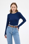 Kadın Body-Laci Premium/Viskoz Yumuşak Kumaşlı Parmak Geçmeli Crop Bluz 8162A-rulem