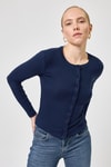 Kadın Body-Lacivert Ön Düğmeli Bisiklet Yaka Uzun Kollu Fitilli Kadın Body 8270A-rulem