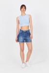 Kadın Body-Mavi Bisiklet Yaka Crop Atlet 9189M-rulem