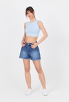 Kadın Body-Mavi Bisiklet Yaka Crop Atlet 9189M-rulem