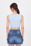 Kadın Body-Mavi Bisiklet Yaka Crop Atlet 9189M-rulem