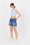 Kadın Body-Mavi Bisiklet Yaka Crop Atlet 9189M-rulem