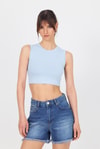 Kadın Body-Mavi Bisiklet Yaka Crop Atlet 9189M-rulem