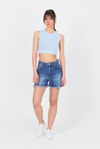 Kadın Body-Mavi Bisiklet Yaka Crop Atlet 9189M-rulem