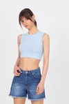 Kadın Body-Mavi Bisiklet Yaka Crop Atlet 9189M-rulem