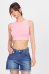 Kadın Body-Pembe Bisiklet Yaka Crop Atlet 9189M-rulem