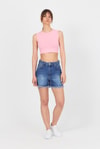 Kadın Body-Pembe Bisiklet Yaka Crop Atlet 9189M-rulem
