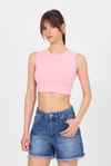 Kadın Body-Pembe Bisiklet Yaka Crop Atlet 9189M-rulem