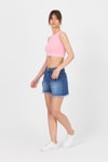 Kadın Body-Pembe Bisiklet Yaka Crop Atlet 9189M-rulem