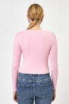 Kadın Body-Pembe Bisiklet Yaka Kurdele Aplike Detaylı Kadın Crop Body 8264A-rulem