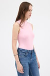 Kadın Body-Pembe Kadın Kolsuz Yüksek Yaka Body 8155A-rulem