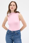 Kadın Body-Pembe Kadın Kolsuz Yüksek Yaka Body 8155A-rulem