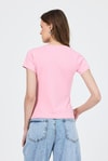 Kadın Body-Pembe Slim Fit Bisiklet Yaka Kısa Kollu Tişört 2214-rulem