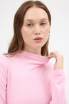 Kadın Body-Pembe Yarım Boğaz Uzun Kollu Body 2069-rulem