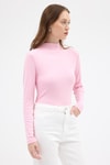 Kadın Body-Pembe Yarım Boğaz Uzun Kollu Body 2069-rulem