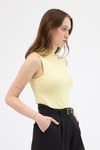 Kadın Body-Sarı Kadın Kolsuz Yüksek Yaka Body 8155A-rulem