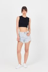 Kadın Body-Siyah Bisiklet Yaka Crop Atlet 9189M-rulem