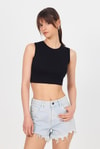 Kadın Body-Siyah Bisiklet Yaka Crop Atlet 9189M-rulem
