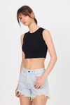 Kadın Body-Siyah Bisiklet Yaka Crop Atlet 9189M-rulem