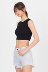 Kadın Body-Siyah Bisiklet Yaka Crop Atlet 9189M-rulem